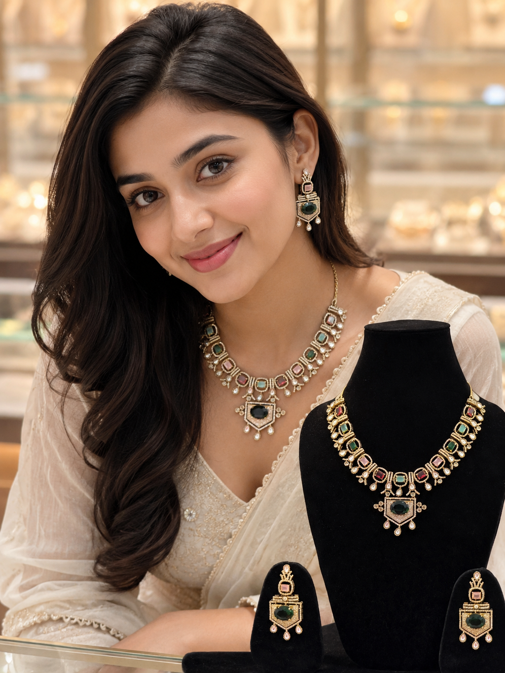 Royal Emerald Heritage Necklace Set