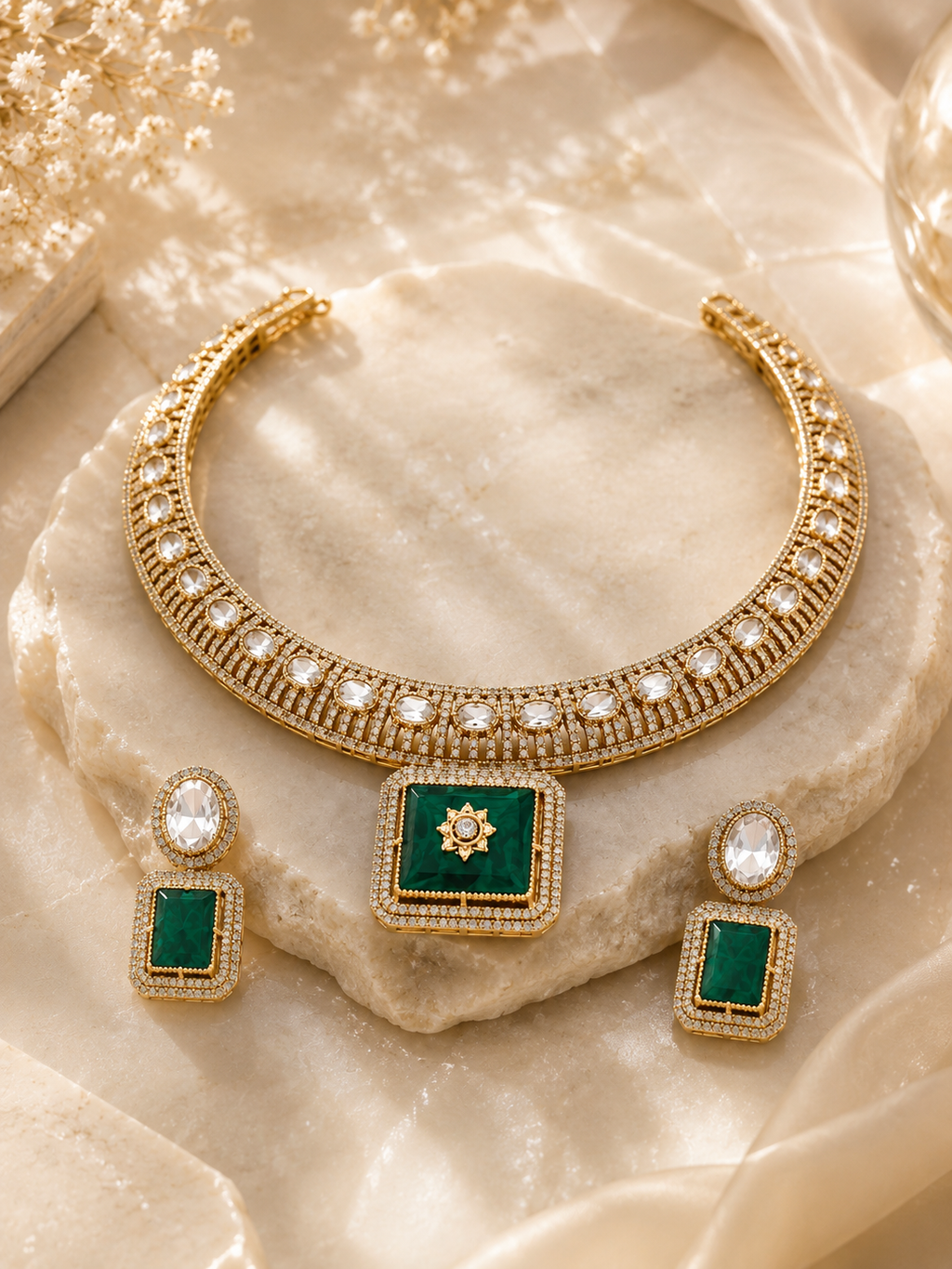 Emerald Majesty Luxury Choker Set