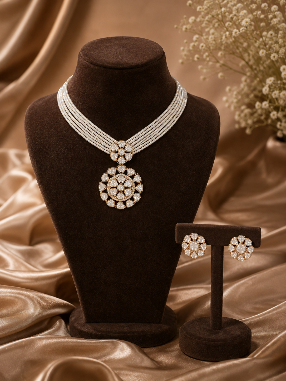 Ivory Bloom Pearl Choker Set
