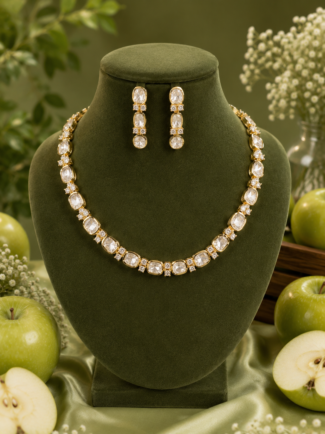 Aurora Gleam Polki Necklace Set