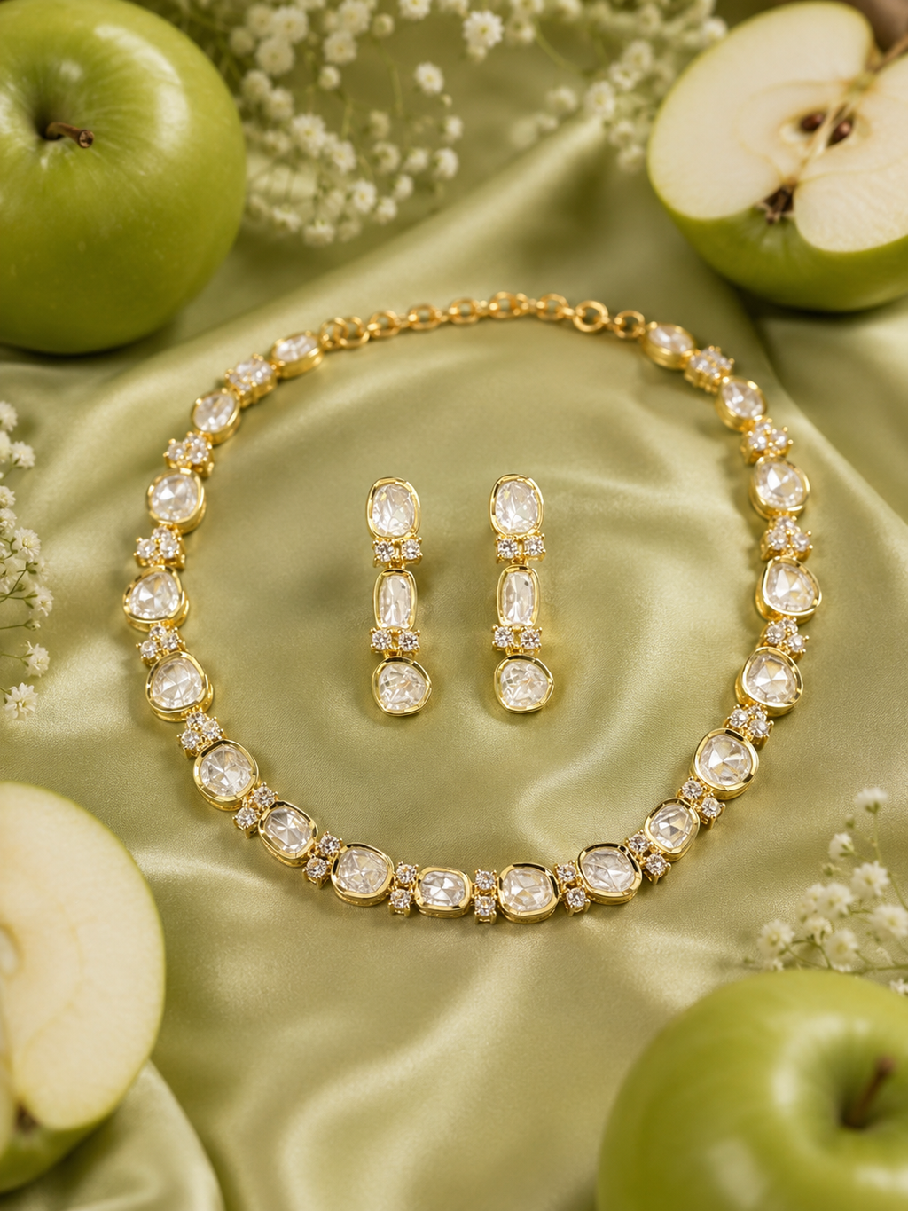 Aurora Gleam Polki Necklace Set