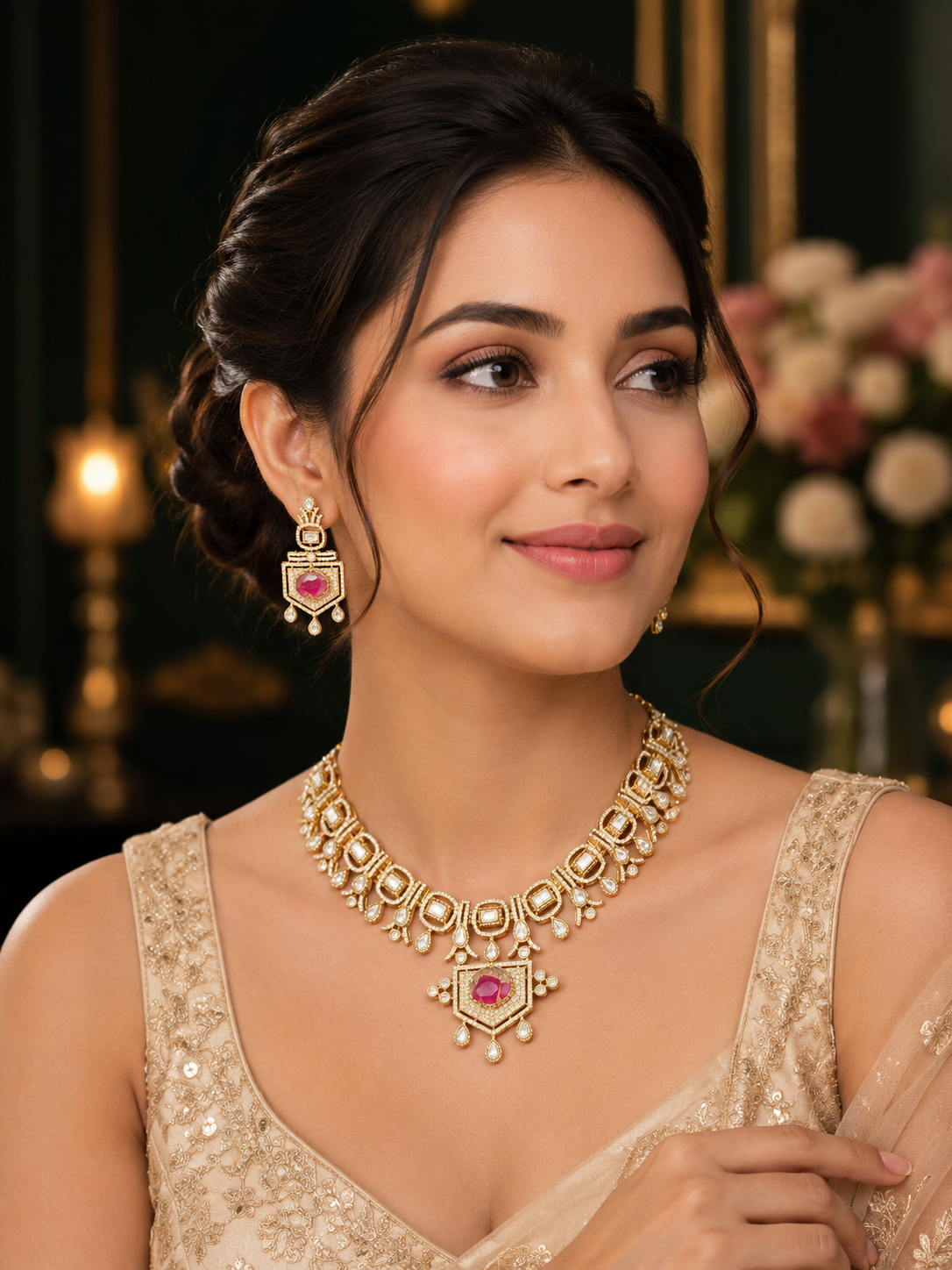Royal Ruby Diamond Necklace Set