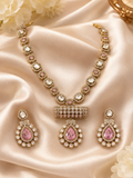 Royal Pink Kundan Pendant Necklace Set