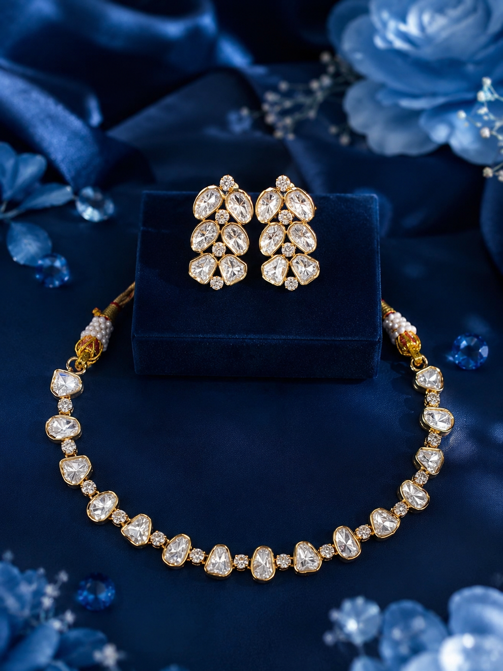 Azure Polki Elegance Necklace Set