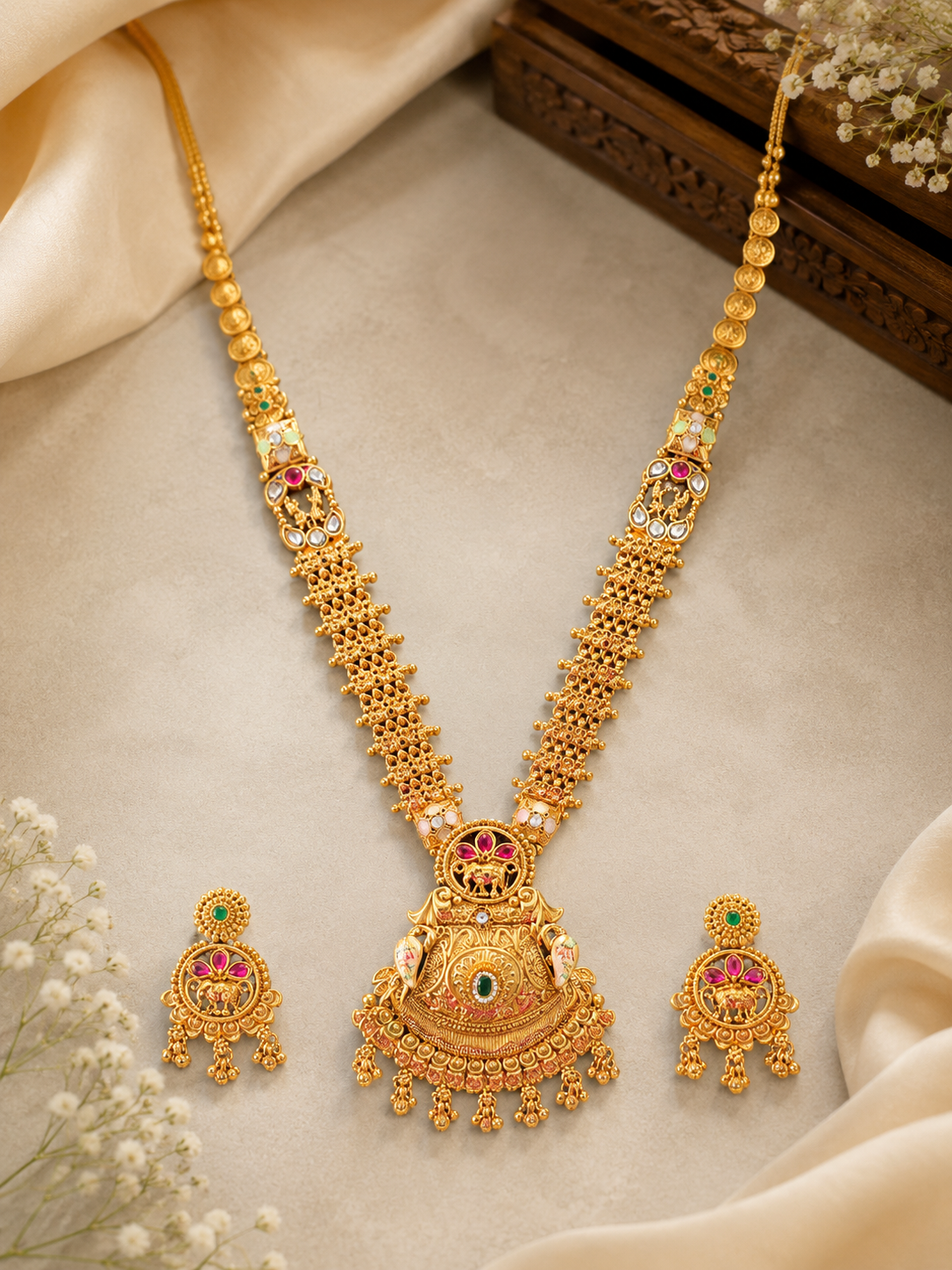 Rajmudra Antique Temple Haram Set