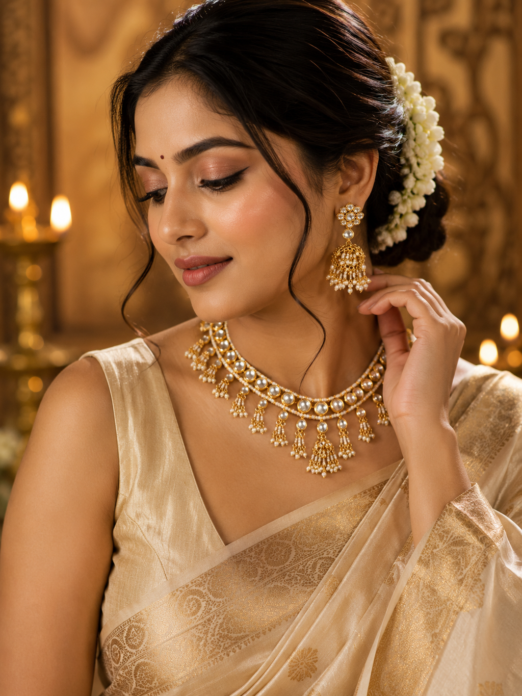 Noor Kundan Pearl Choker Set