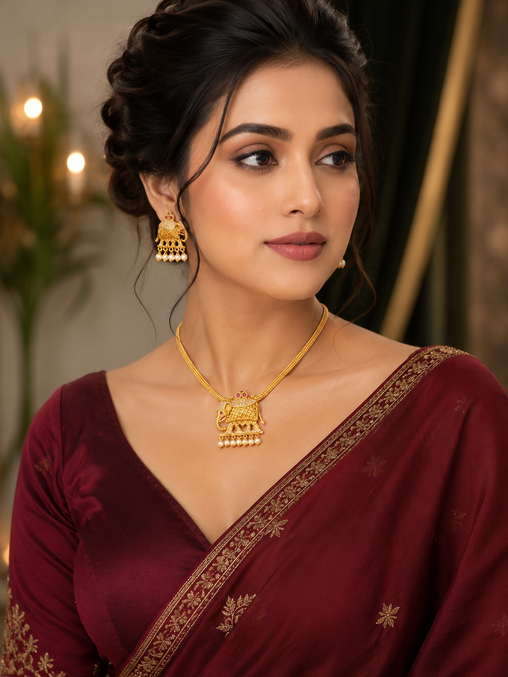 Ethnic Elephant Charm Necklace Set