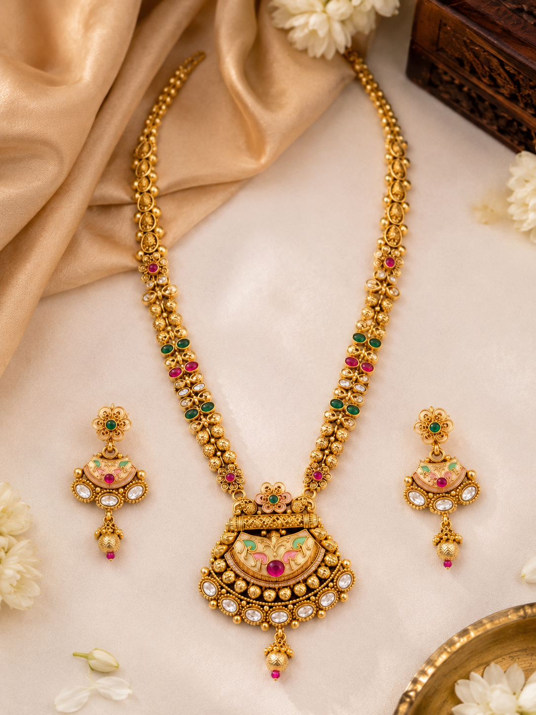 Maharani Meenakari Long Necklace Set