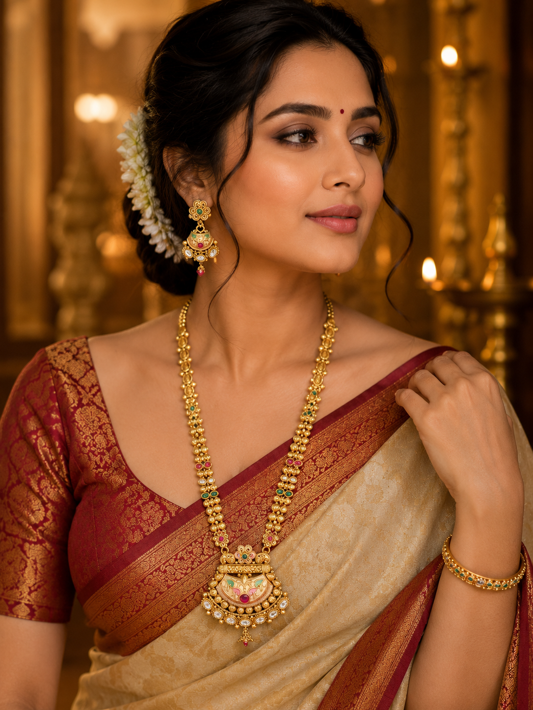 Maharani Meenakari Long Necklace Set