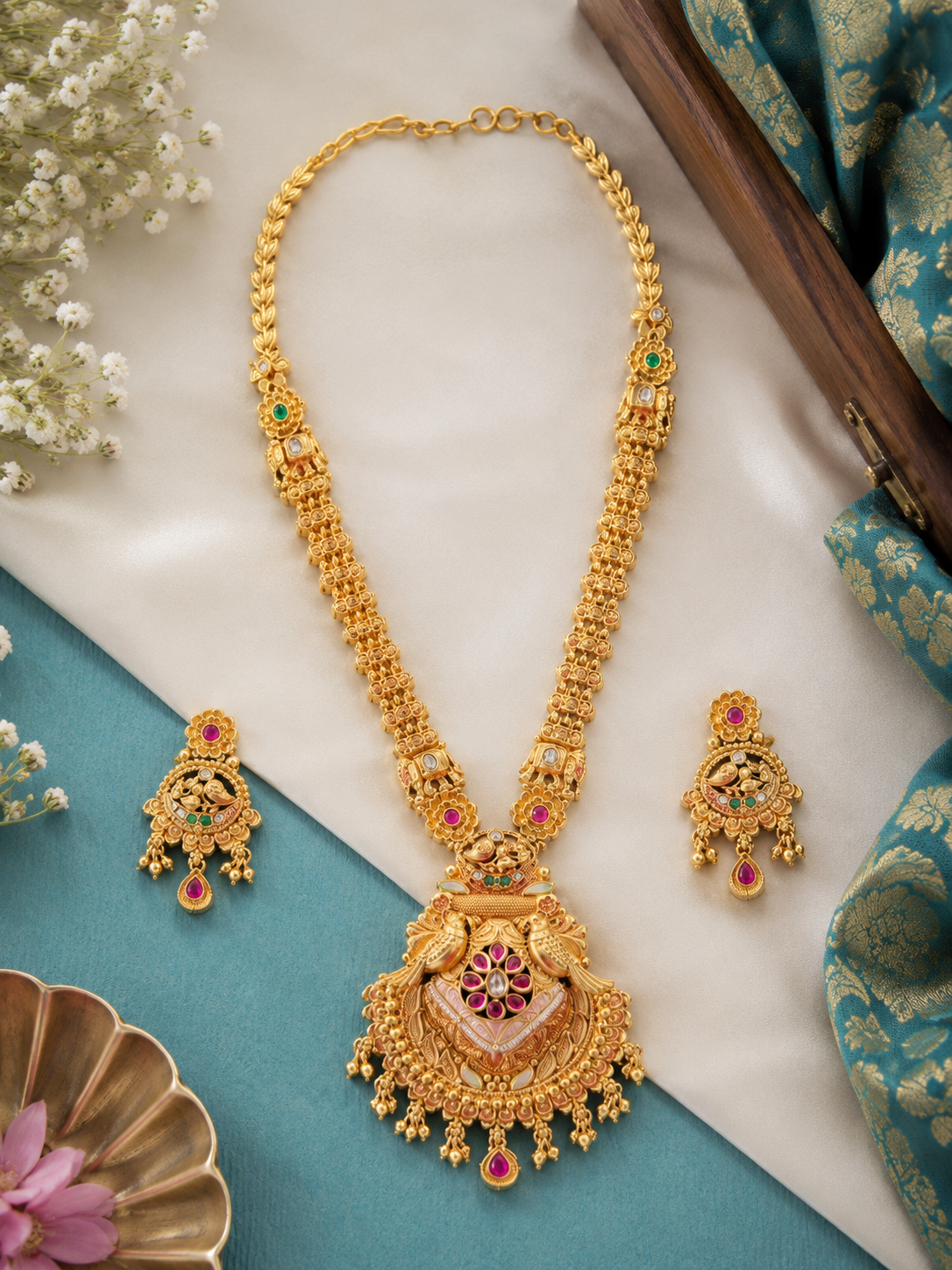 Royal Peacock Temple Long Haram Set
