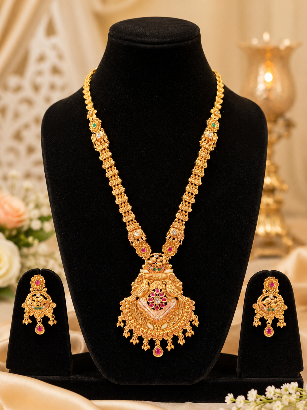 Royal Peacock Temple Long Haram Set