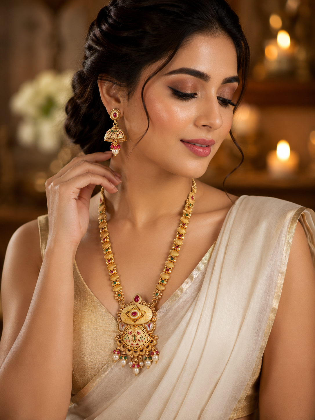 Rajsi Heritage Temple Pendant Set