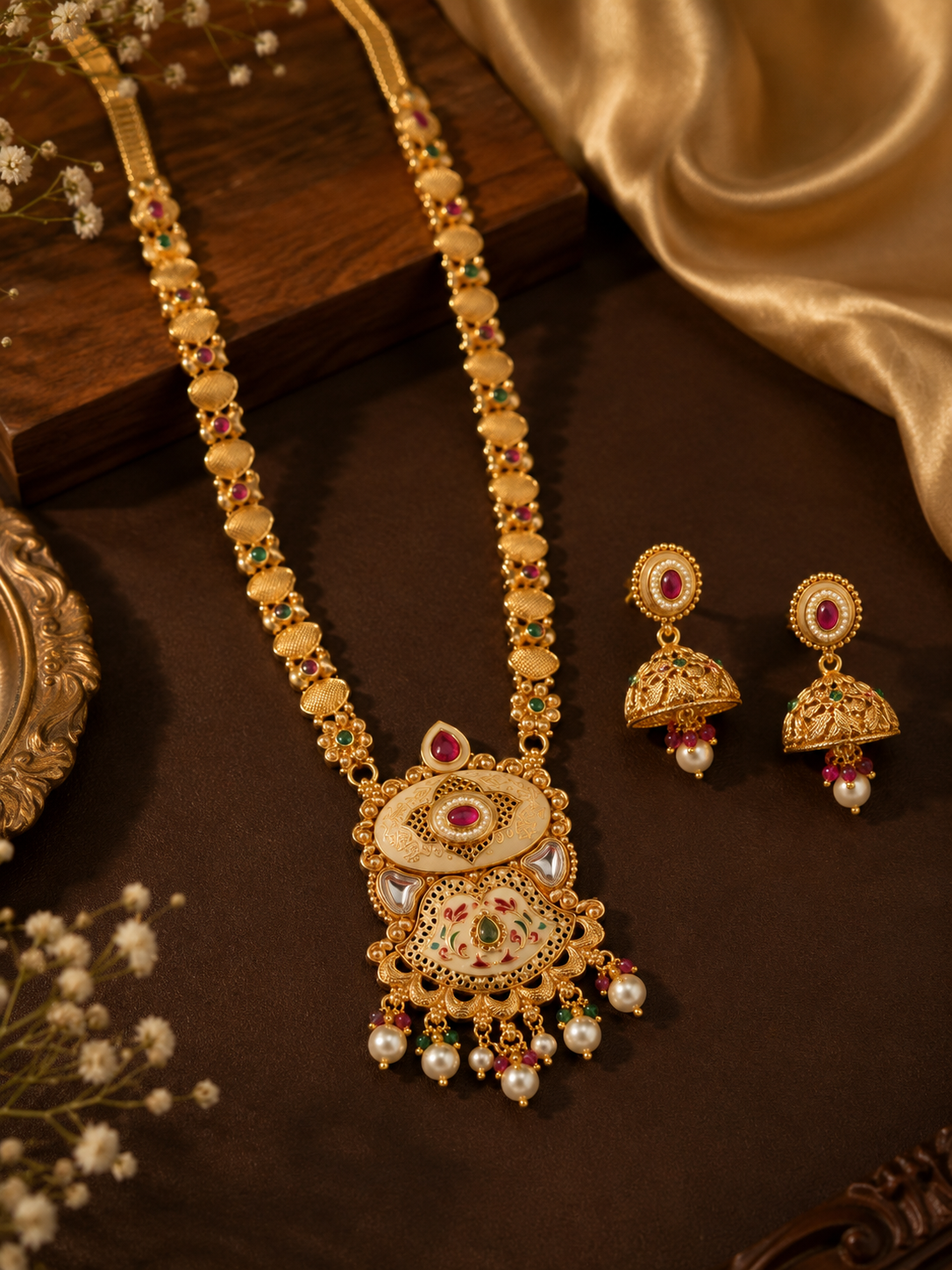 Rajsi Heritage Temple Pendant Set