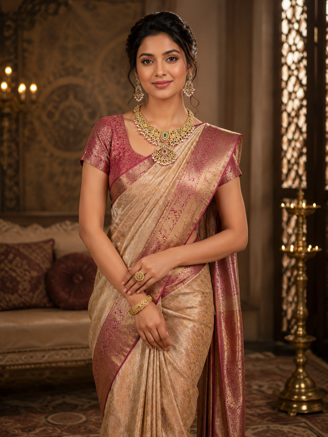 Aarna Peacock Pearl Necklace
