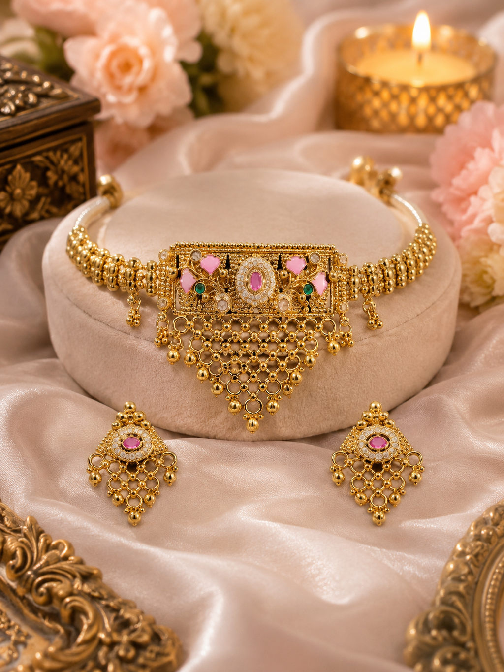 Pink Lotus Royal Necklace Set