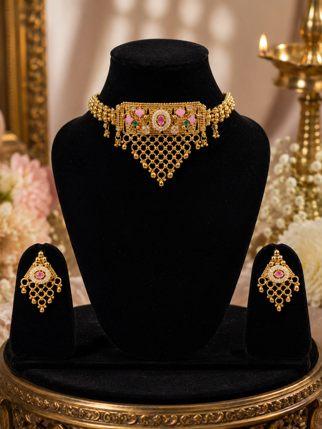 Pink Lotus Royal Necklace Set