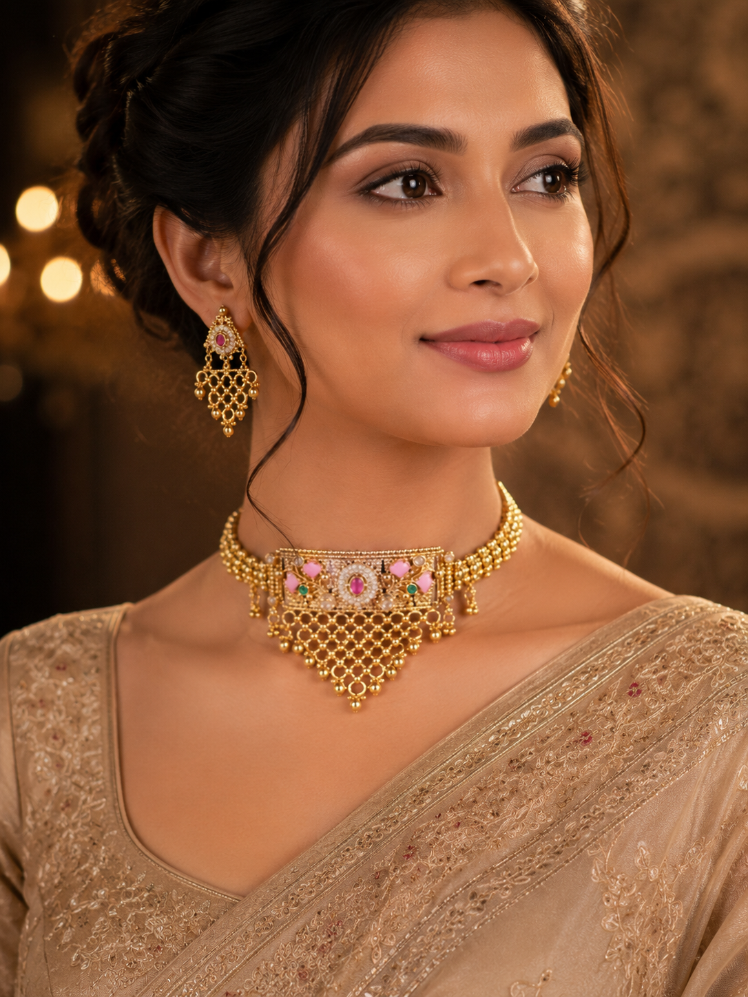 Pink Lotus Royal Necklace Set