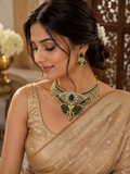 Royal Ganesha Emerald Choker Necklace Set