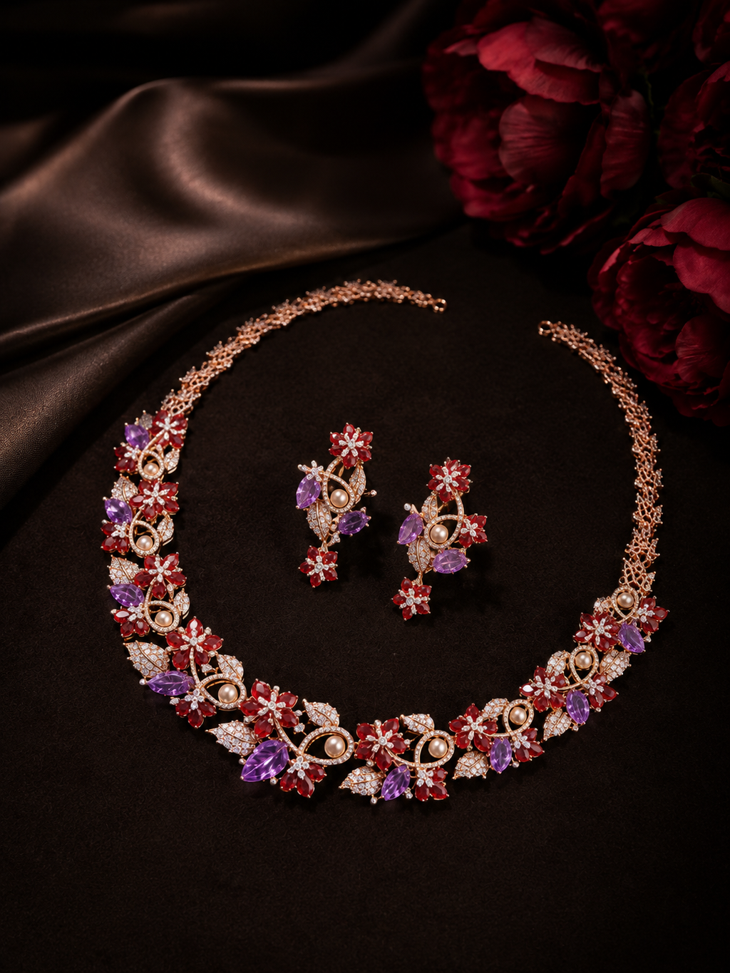Ruby Blossom Luxe Necklace Set