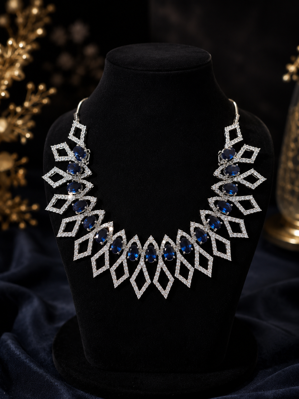 Midnight Sapphire Diamond Statement Necklace Set