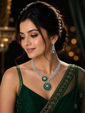 Green Emerald Bloom Diamond Necklace Set