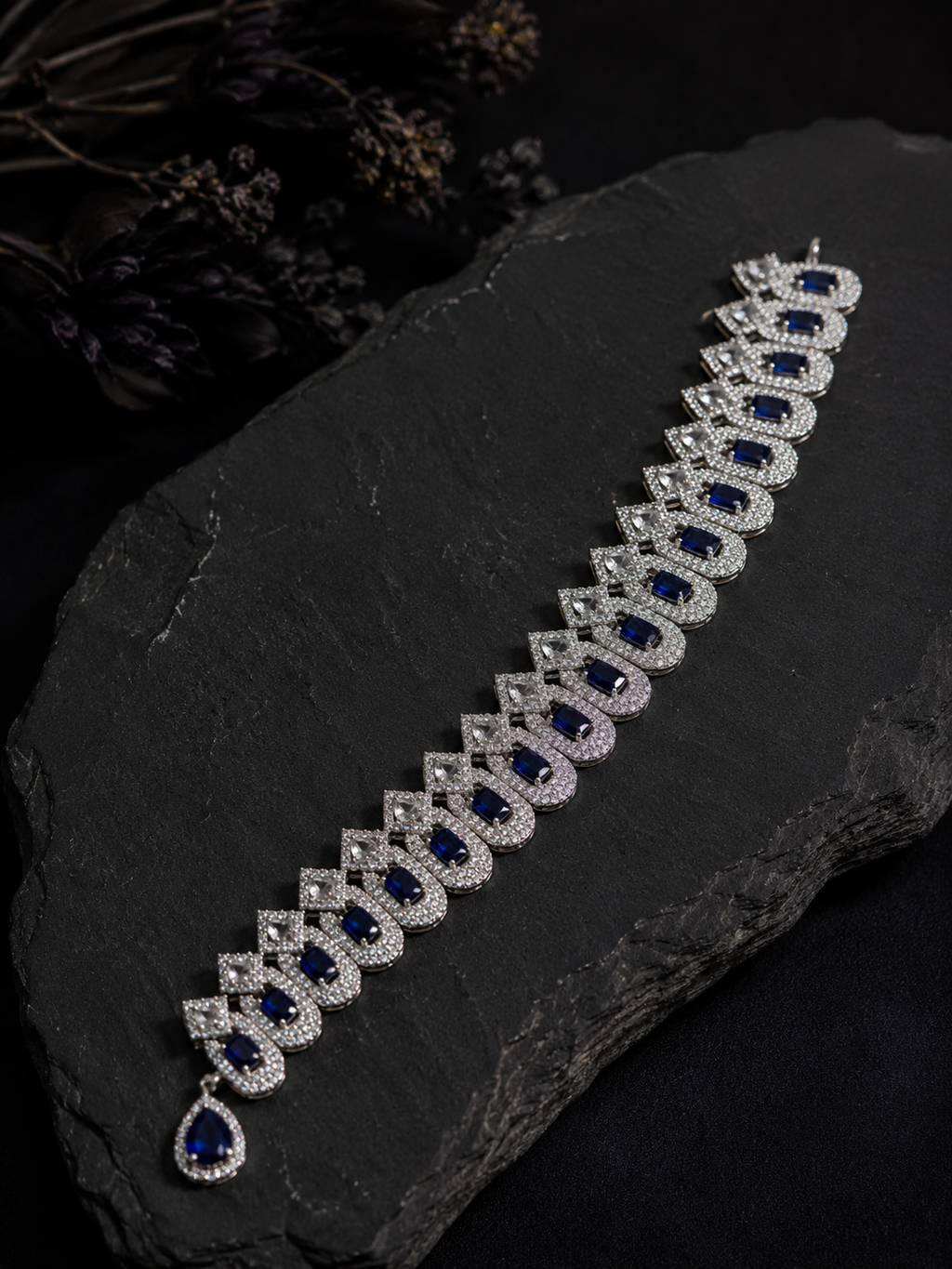 Royal Sapphire Crystal Statement Necklace