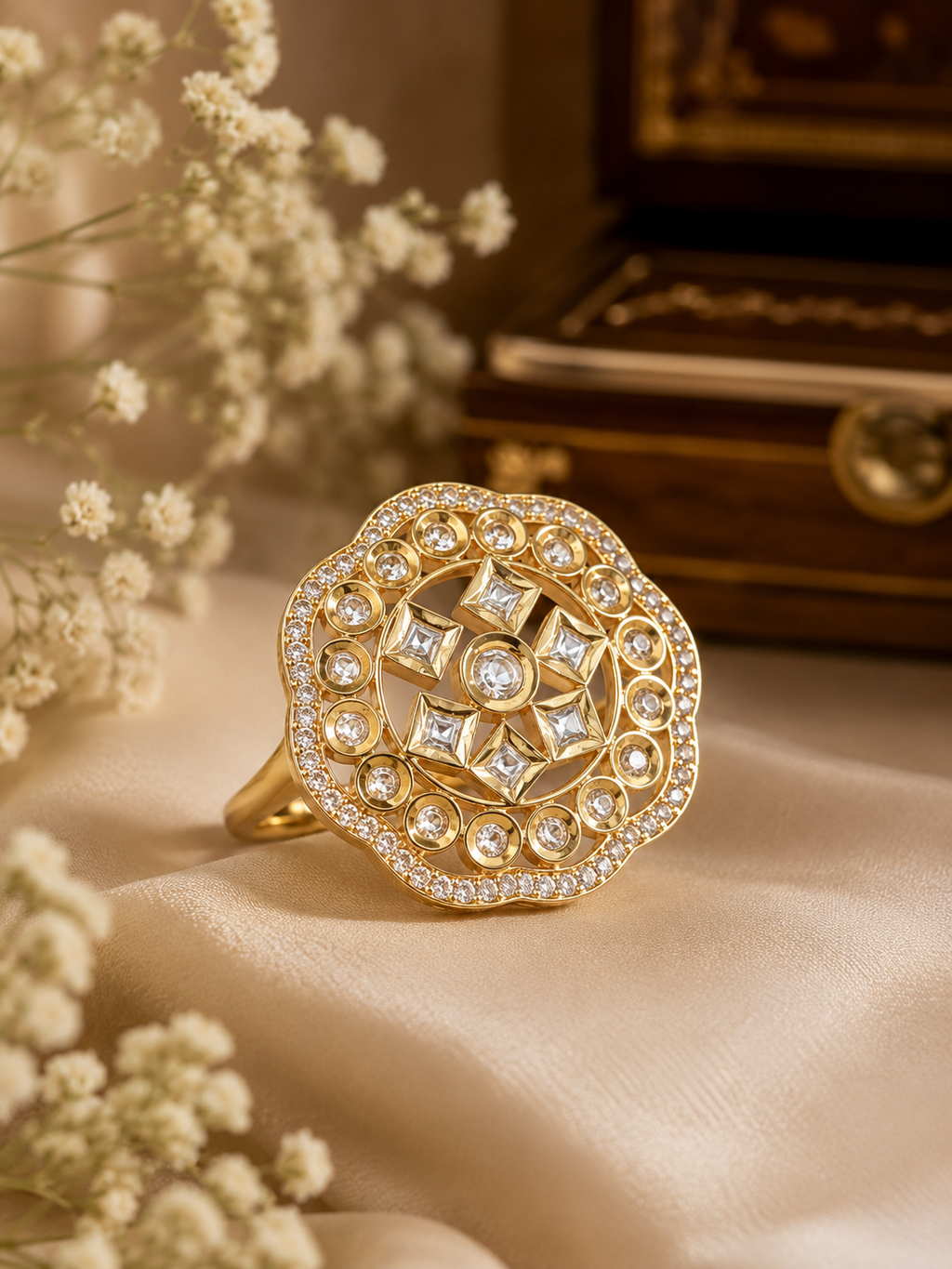 Crystal Crown Statement Ring