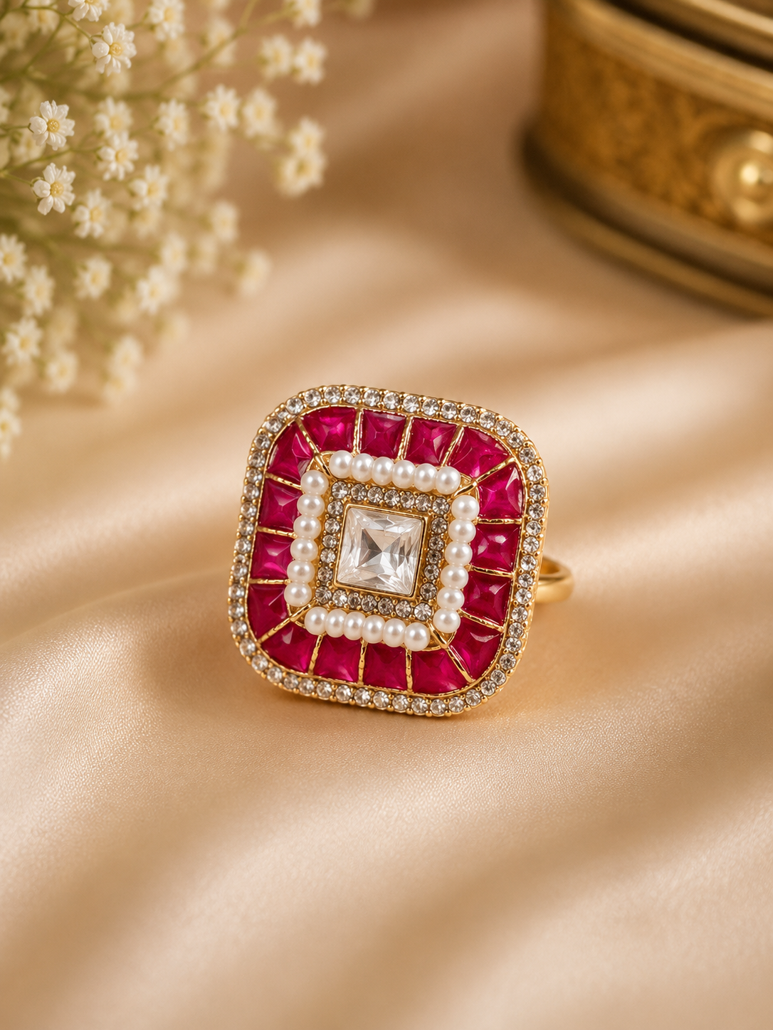 Ruby Royale Square Statement Ring
