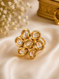 Golden Petal Kundan Ring