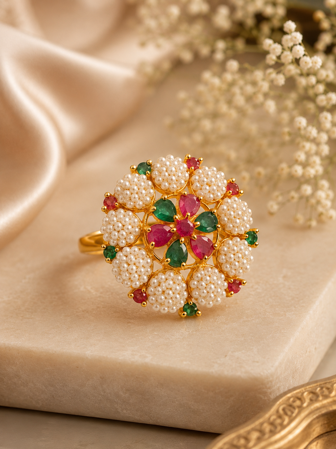 Floral Pearl Majesty Ring