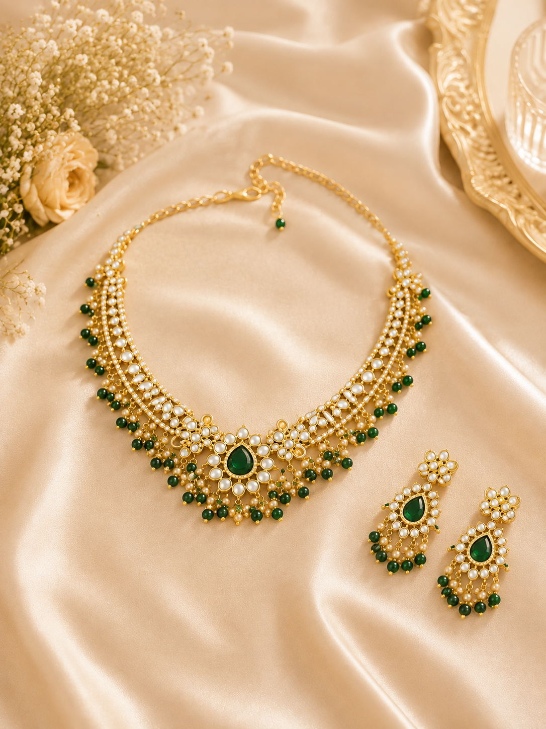 Emerald Pearl Royale Necklace Set