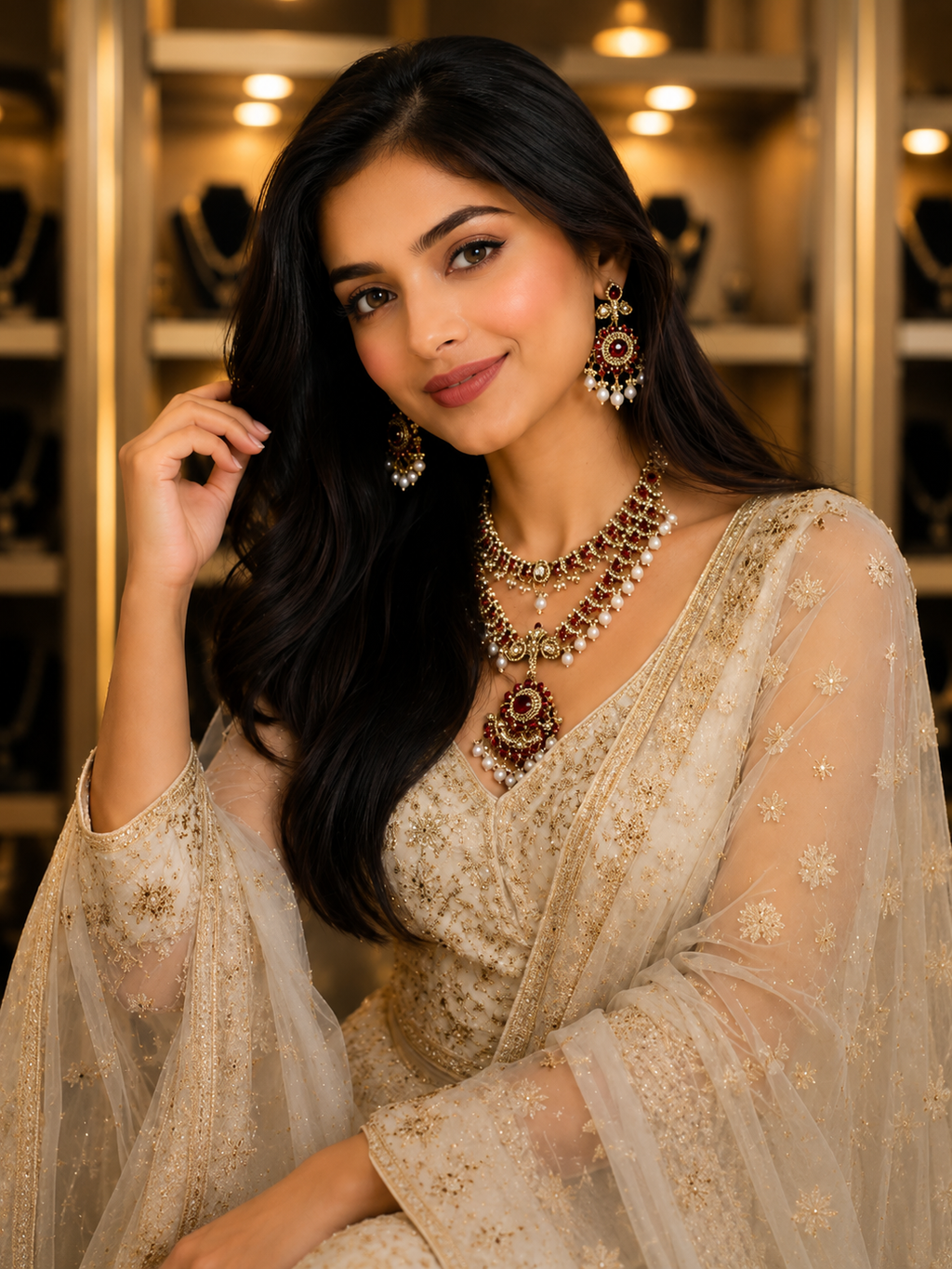 Royal Ruby Pearl Heritage Necklace Set
