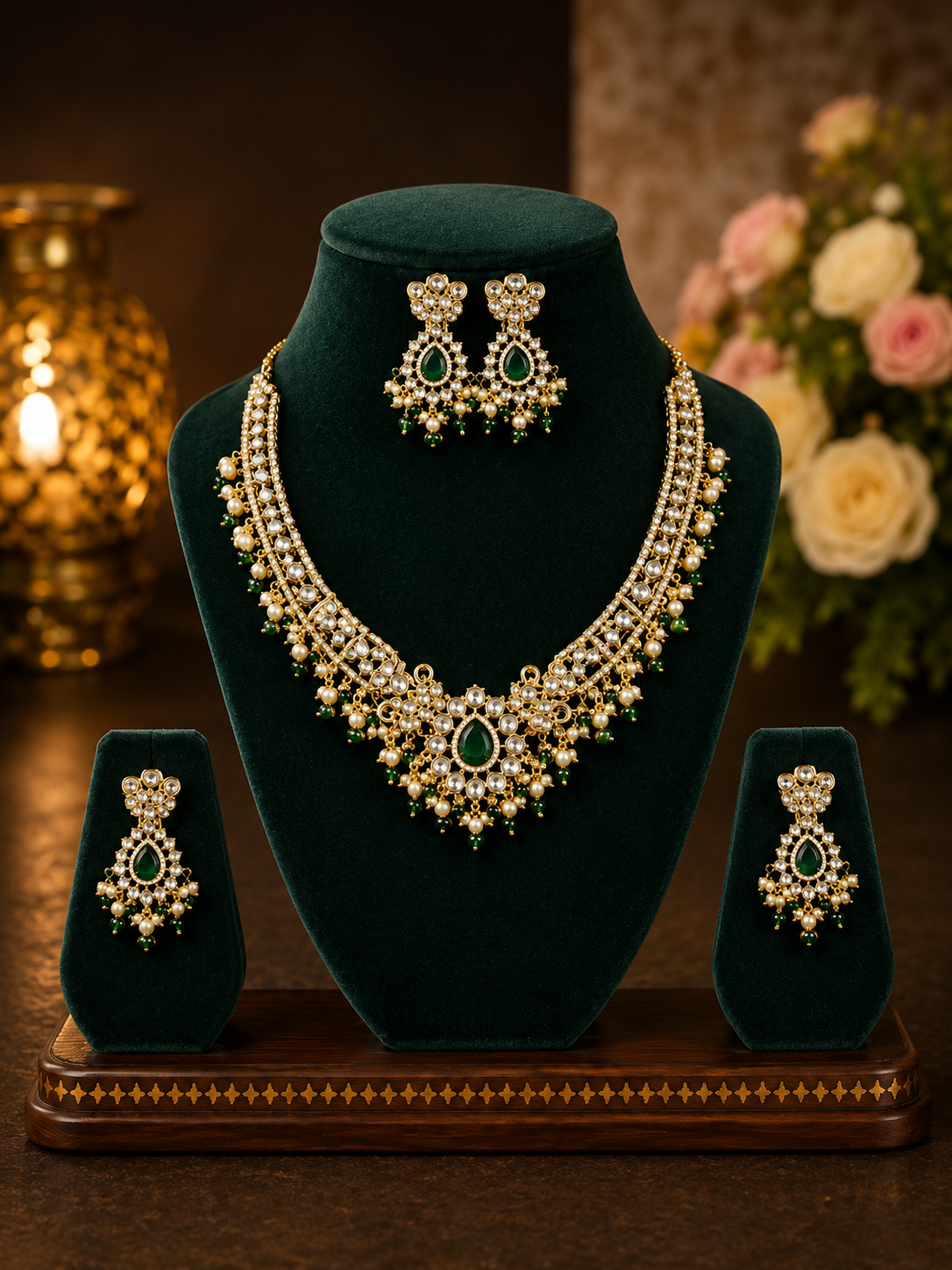 Emerald Pearl Royale Necklace Set