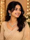 Luxury Floral CZ Diamond Necklace Set for Women