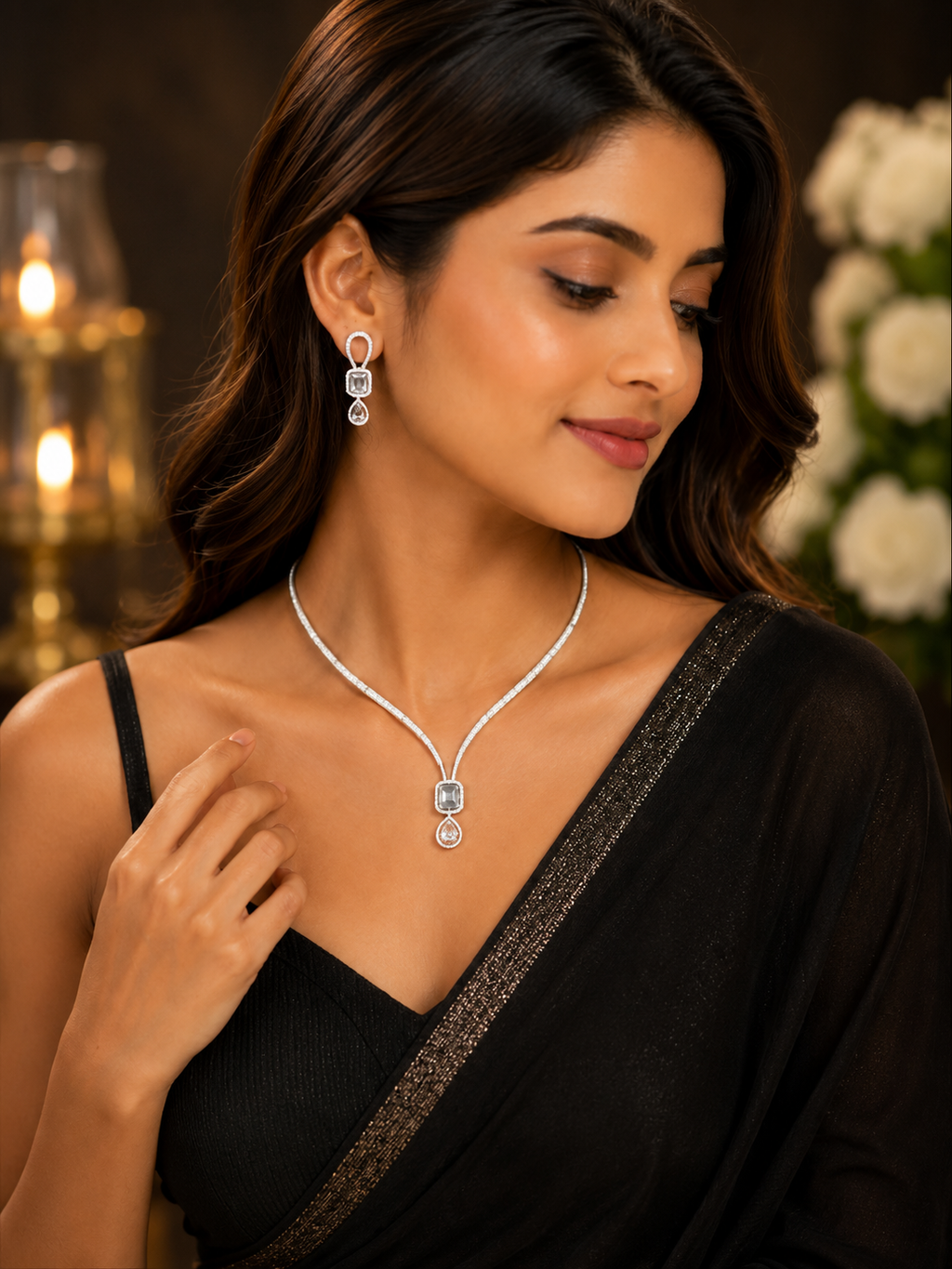Crystal Elegance Diamond Necklace Set