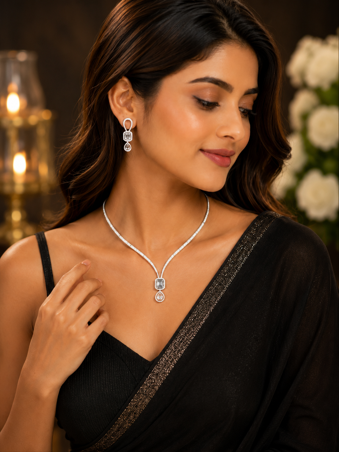 Crystal Elegance Diamond Necklace Set