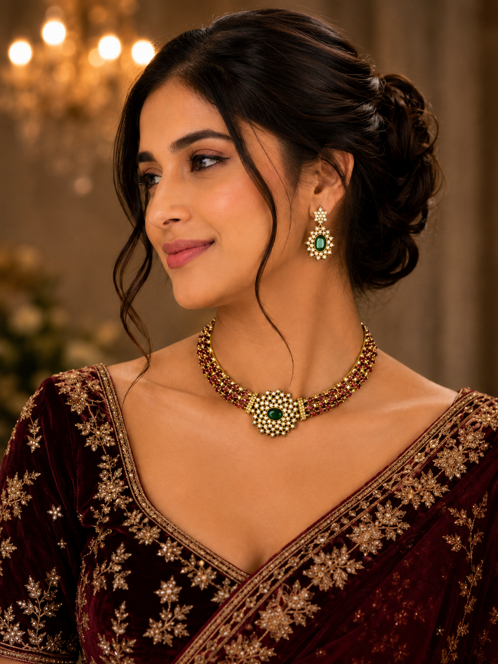 Ruby Royale AD Choker Necklace Set
