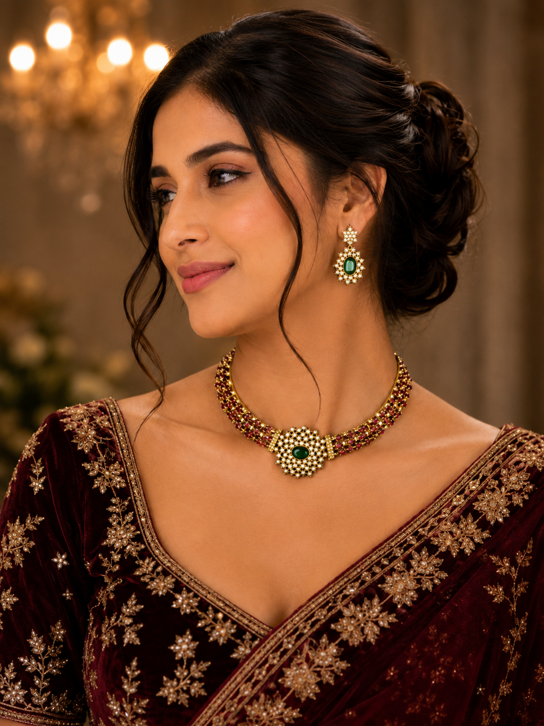 Ruby Royale AD Choker Necklace Set