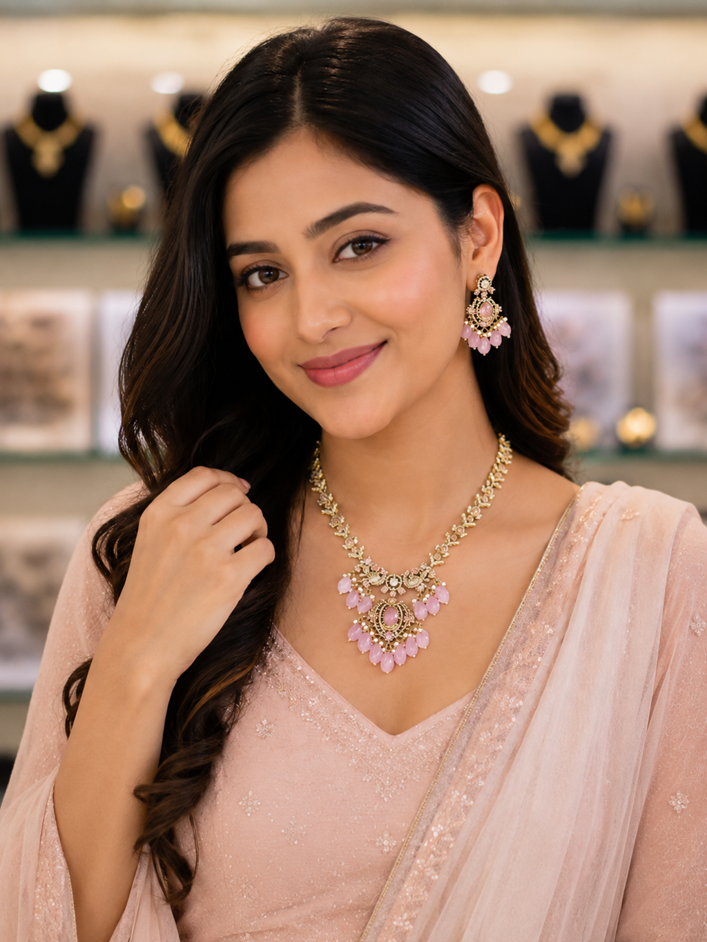 Blush Royale AD Statement Necklace Set