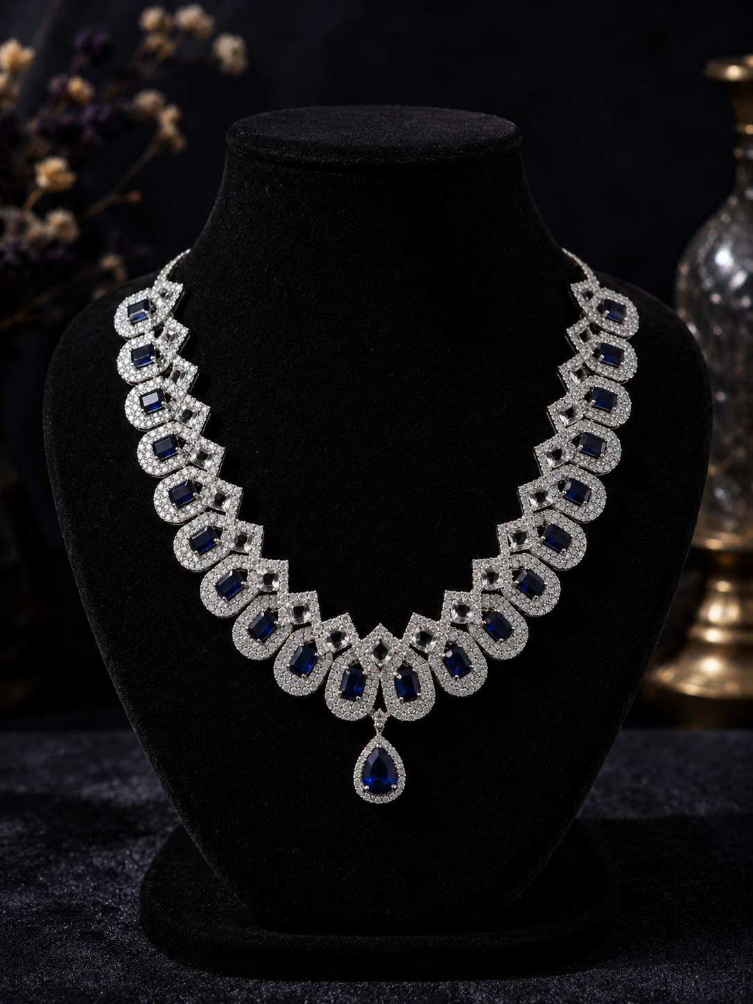 Royal Sapphire Crystal Statement Necklace