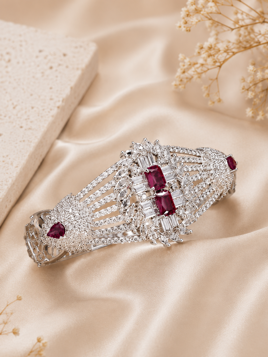 Ruby Radiance Luxe Crystal Free Size Bracelet