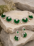 Emerald Green Floral Pearl Necklace Set