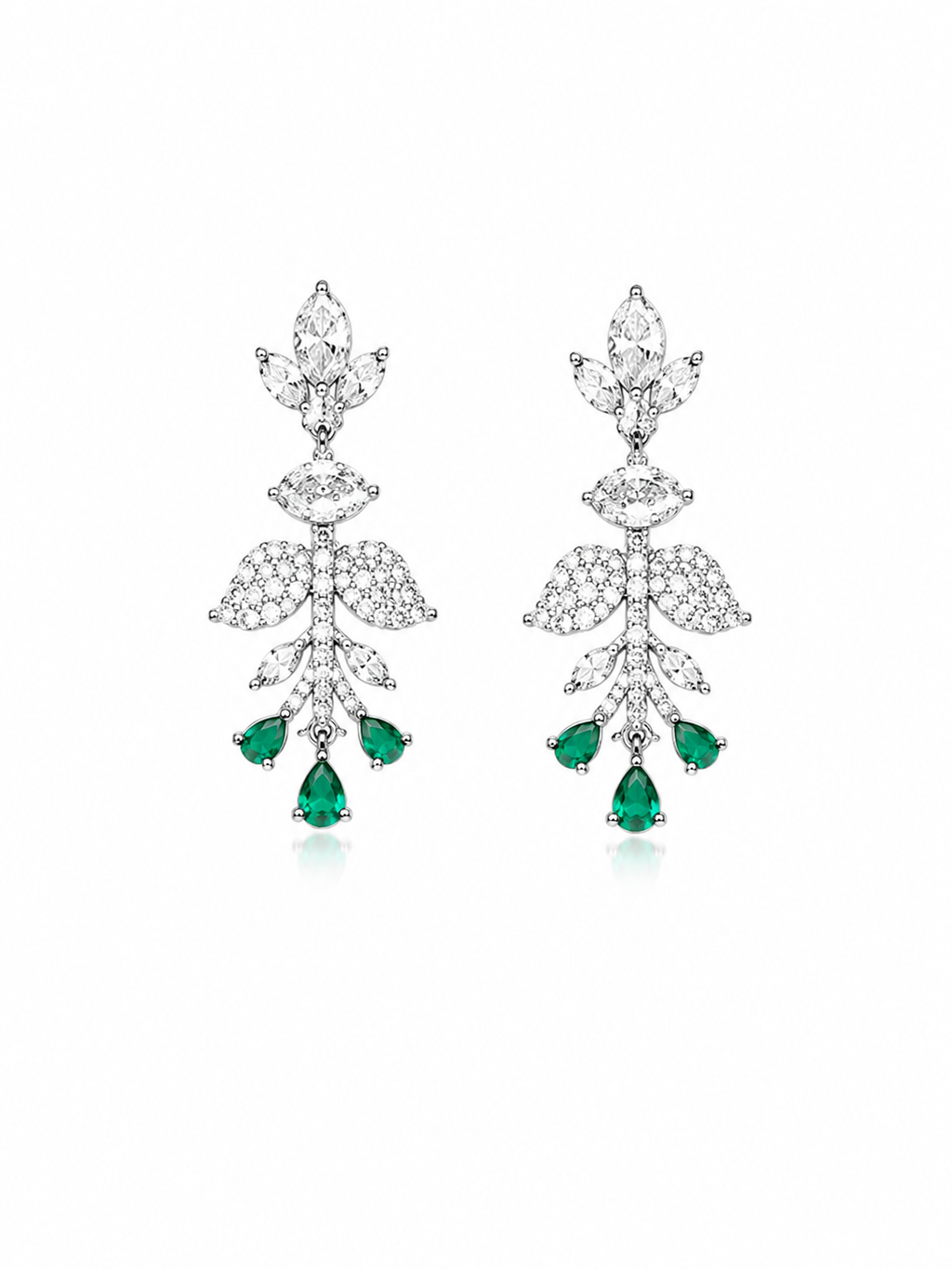 Emerald Bloom American Diamond Necklace Set