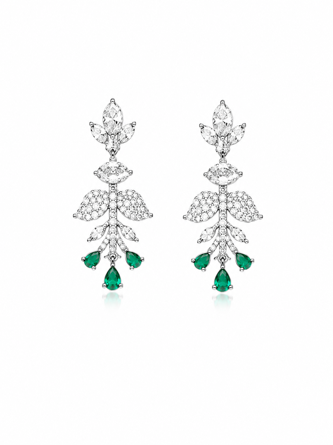 Emerald Bloom American Diamond Necklace Set