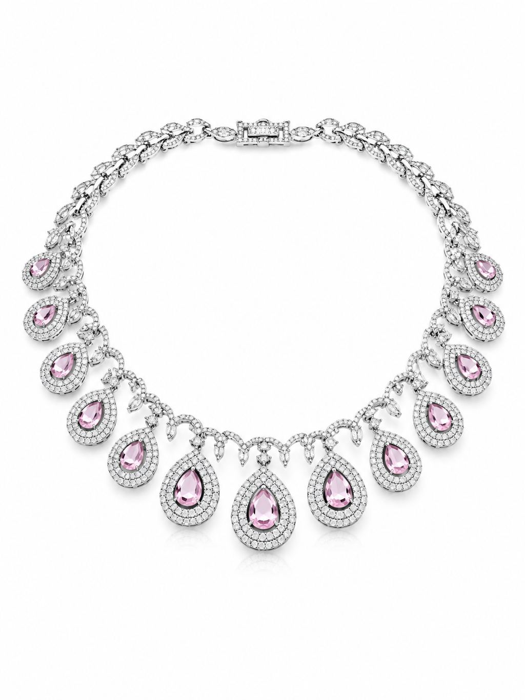 Blush Elegance American Diamond Necklace Set