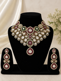Royal Kundan Polki Bridal Choker Necklace Set with Matching Earrings