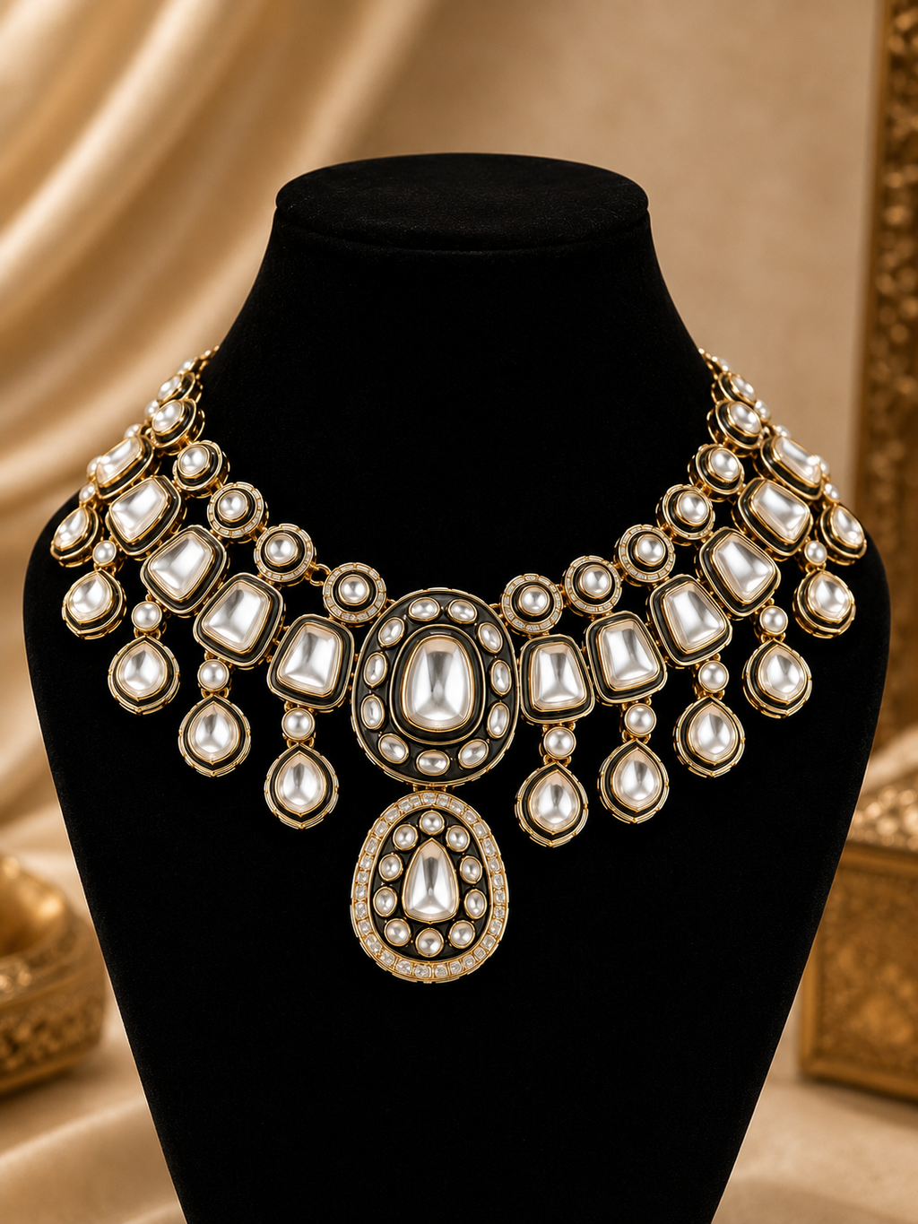Royal Kundan Polki Bridal Choker Necklace Set with Maang Tikka & Earrings