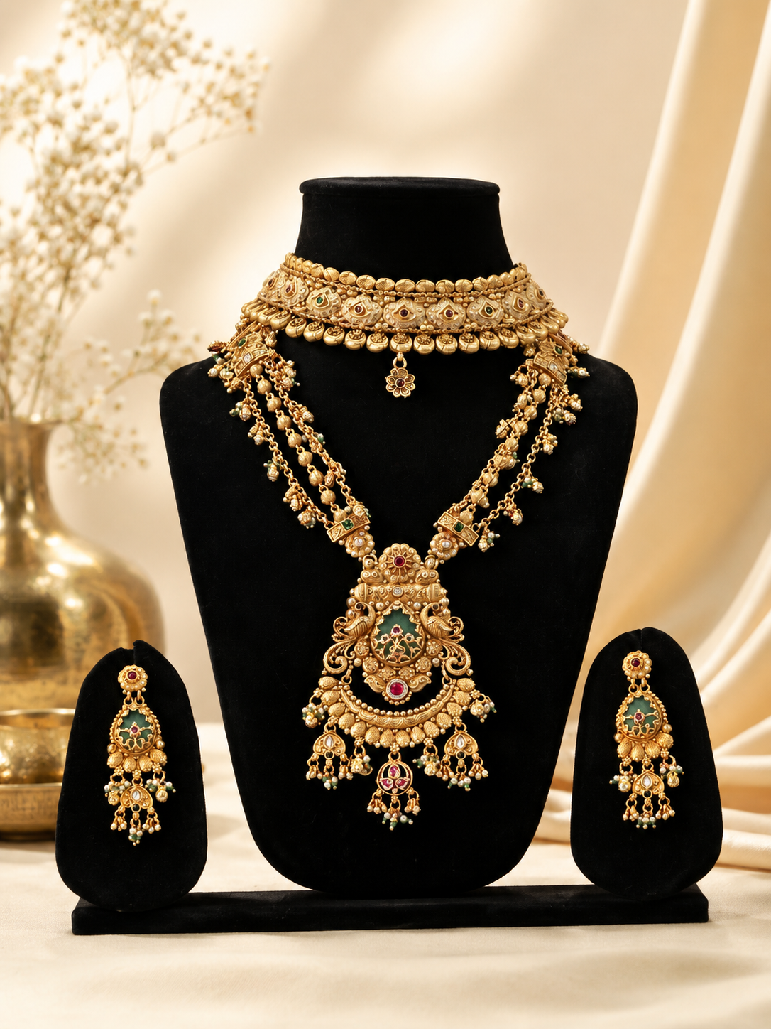 Royal Heritage Antique Gold Bridal Necklace Set