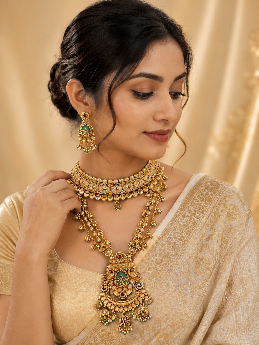 Royal Heritage Antique Gold Bridal Necklace Set