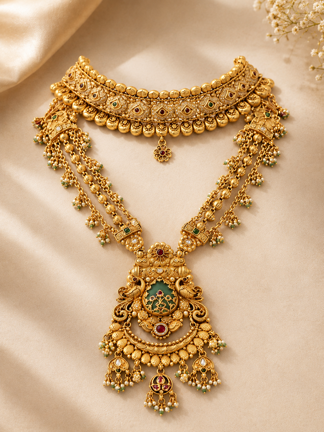 Royal Heritage Antique Gold Bridal Necklace Set